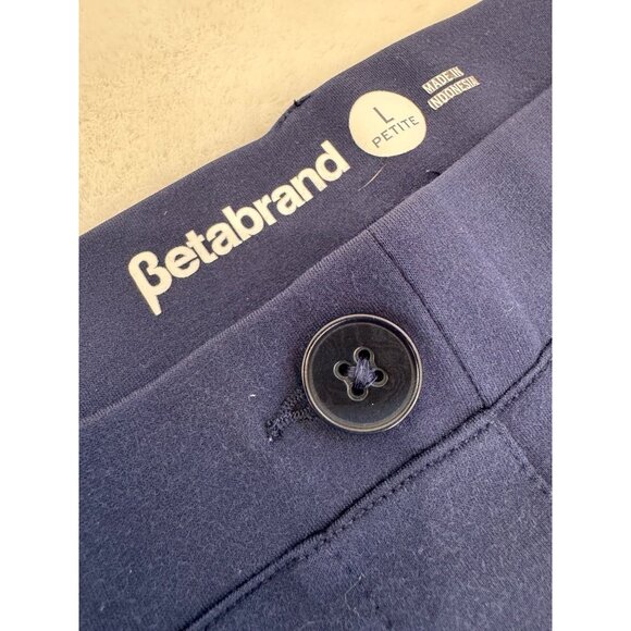 Betabrand Women's Size Large Petite Navy Wide-Leg Stretch Dress Pants - Picture 2 of 9